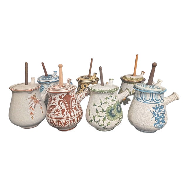 Chocolate Pots from Cerámicas Benlloch, Manises, Spain, 1970s, Set of 21 For Sale
