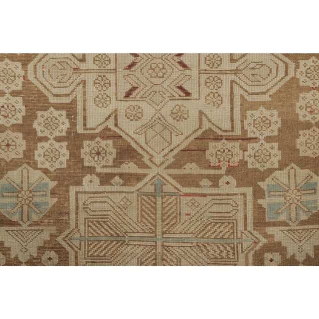 Traditional Antique Karabagh Runner in Beige and Cream Geometric Medallion - Rug and Kilim For Sale - Image 3 of 7