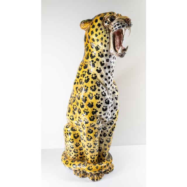 Mid-Century 32" Italian Terra Cotta Figure of a Leopard For Sale In New York - Image 6 of 11
