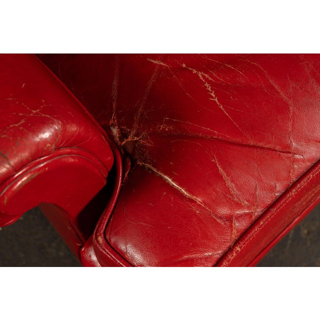 Vintage Tufted Leather Lounge Chair in Candy Apple Red For Sale - Image 10 of 14