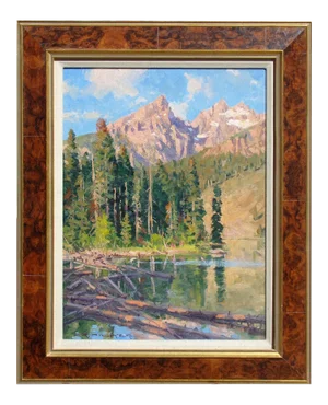 1990s Richard Hilker "Spring Lake # Original Oil Painting on Board, Framed