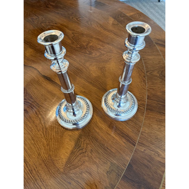 Pair of 19th Century English Silver Plated Telescopic Candlesticks For Sale - Image 11 of 13