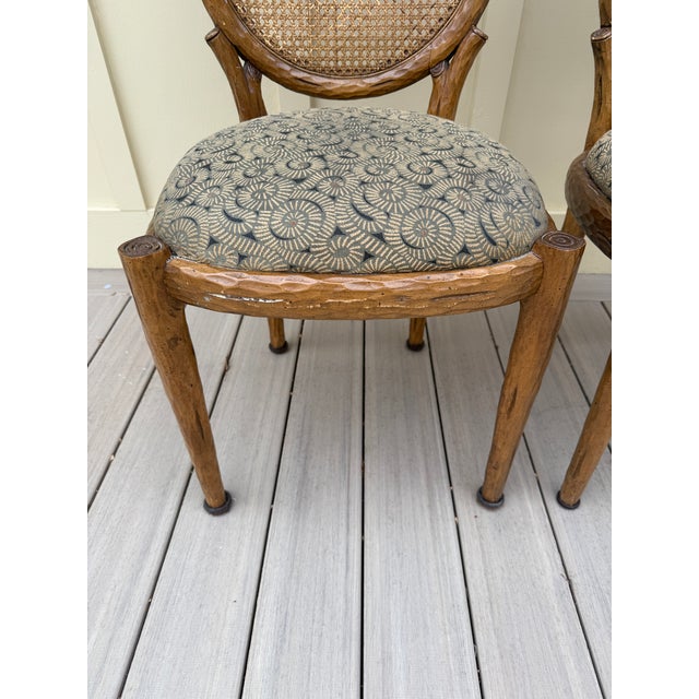 Set of 4 Vintage Faux Bois Dining Chairs With Cane Back For Sale - Image 10 of 18