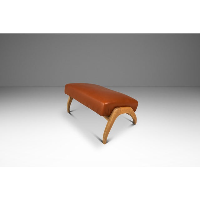 Rare Mid-Century Modern Sculptural Lounge Chair & Ottoman in Oak & Italian Leather in the Manner of Adrian Pearsall, Usa, C. 1960s For Sale - Image 10 of 18