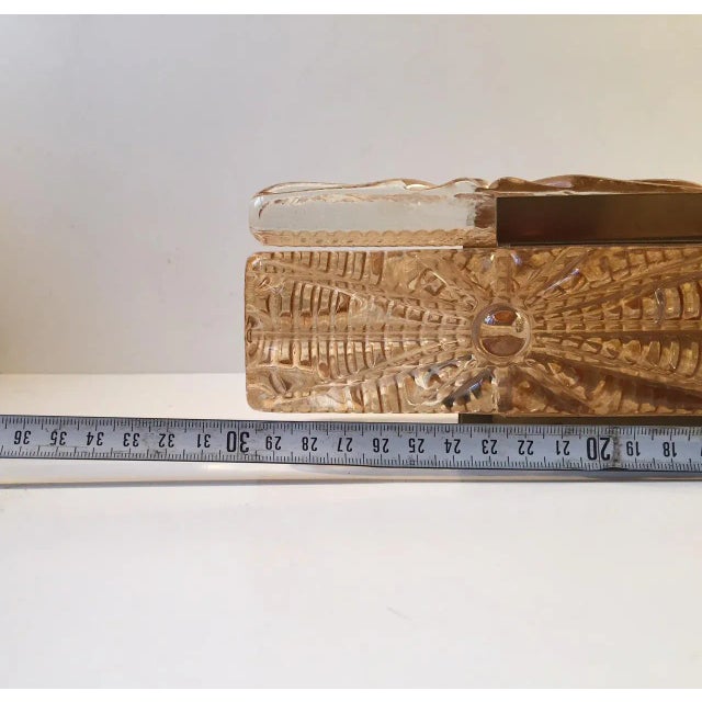 Metal Danish Modern Sunburst Sconce in Amber Glass & Brass from Vitrika, 1960s For Sale - Image 7 of 10