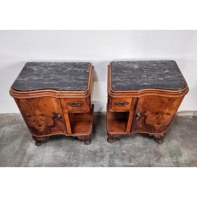 Art Deco Nightstands with Nero Portoro Marble Top, Italy, 1920s, Set of 2 For Sale - Image 10 of 15