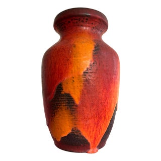 Orange and Red Model 7312-30 Fat Lava Vase from Carstens Keramik, West Germany For Sale