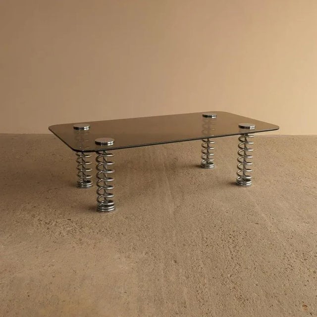 Glass Spring Coffee Table from Pieff, 1970s For Sale - Image 7 of 7