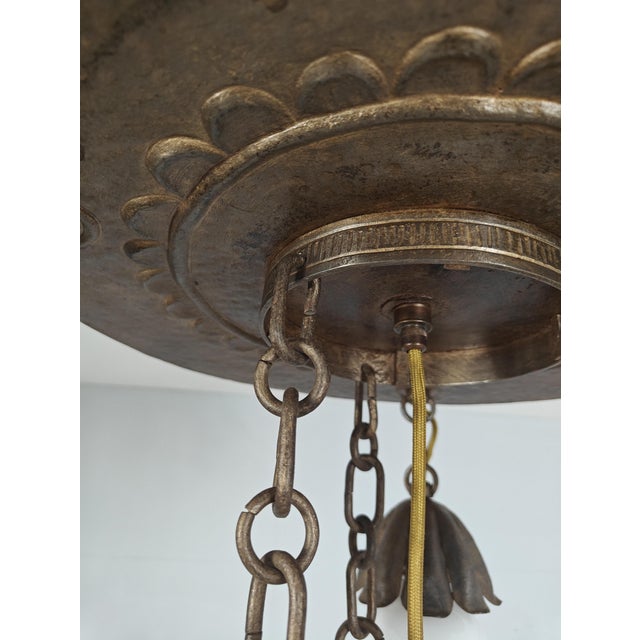 Art Nouveau Pendant Light in Wrought Iron, France, 1900 For Sale - Image 9 of 11