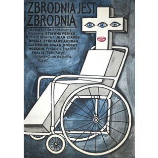 Zbrodnia Jest Offset Poster by Jerzy Flisak, 1973 For Sale