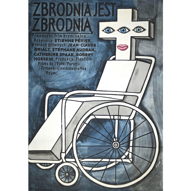 Zbrodnia Jest Offset Poster by Jerzy Flisak, 1973 For Sale