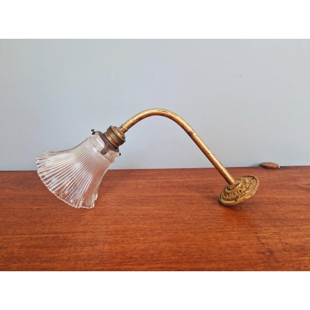 Wall Light in Bronze and Grooved Transparent Glass, 1890s For Sale - Image 10 of 13