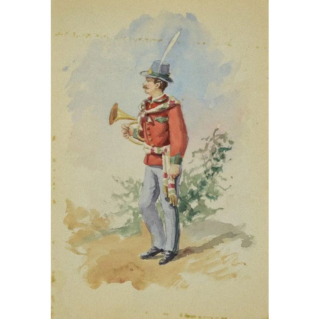 Unknown, Uniform of the Municipal Music Band, Original Ink and Watercolor, 1885 For Sale - Image 3 of 3