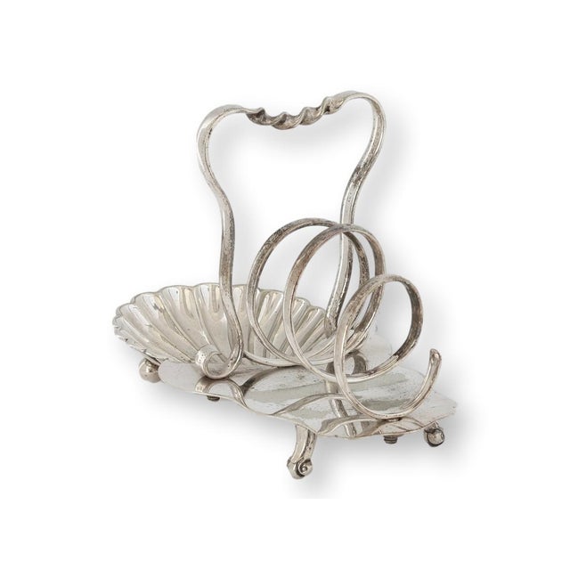 Silverplate Toast Rack W/Butter Dish For Sale - Image 4 of 6