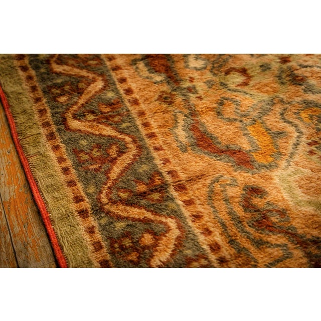 Turkish 1890s Green Grand Scale Botanical Motifs Knotted Wool Antique Oushak Turkish Rug For Sale - Image 3 of 9