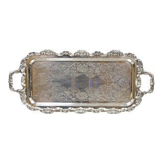 Vintage Poole Silver Co Fancy Twin Handle Silver Plated Narrow Platter Tray For Sale