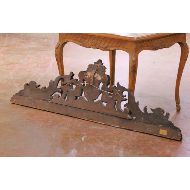 Brown Early 19th Century French Walnut Carved Pediment With Putti Figures For Sale - Image 8 of 9