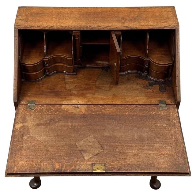 2000 - 2009 Antique 20th Century Golden Oak Bureau For Sale - Image 5 of 14