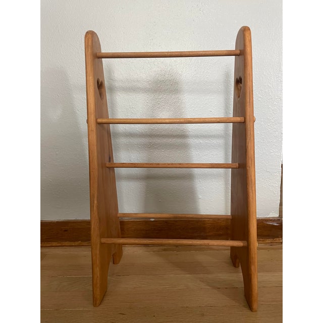 Brown Vintage Hand-Painted Wooden Quilt Rack For Sale - Image 8 of 10
