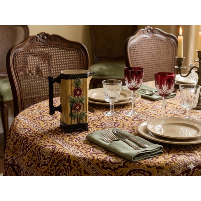 Yellow Vintage Majolica French Barbitone Ceramic Pitcher For Sale - Image 8 of 8