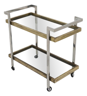Bar Trolley in Steel, Brass, and Glass, 1970s
