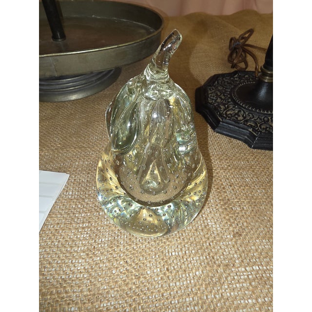 Murano Glass Pear With Controlled Bubbles For Sale In San Antonio - Image 6 of 6