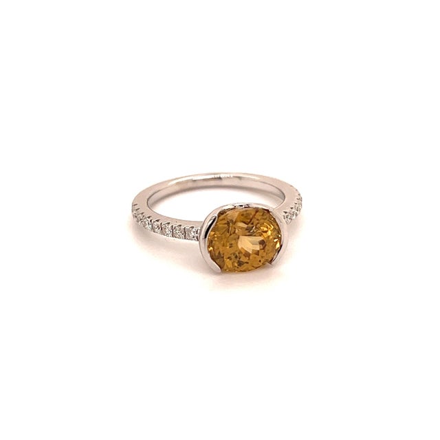 Metal Natural Zircon Diamond Ring 6.5 14k White Gold 3.5 TCW Certified For Sale - Image 7 of 12