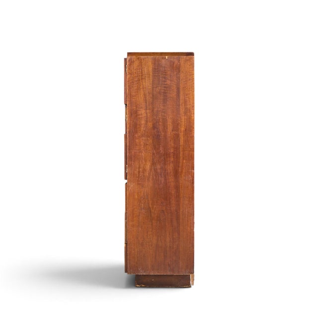Mid 20th Century Lane Staccato Brutalist Mid Century Walnut Armoire Highboy Dresser For Sale - Image 5 of 9