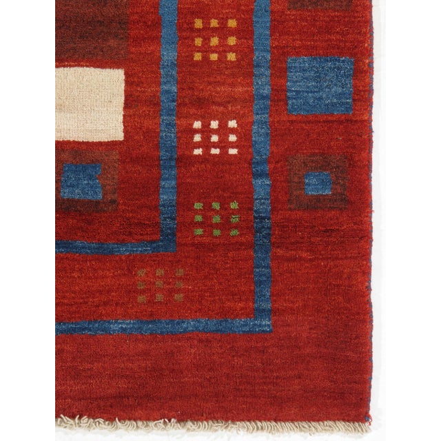 Contemporary Vintage Hand-Knotted Persian Gabbeh Rug 4'6" X 7'2" For Sale - Image 3 of 5
