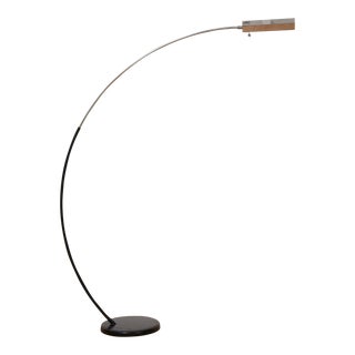Vintage Dramatic Arched Chrome Floor Lamp in the Style of Robert Sonneman, 1970s For Sale