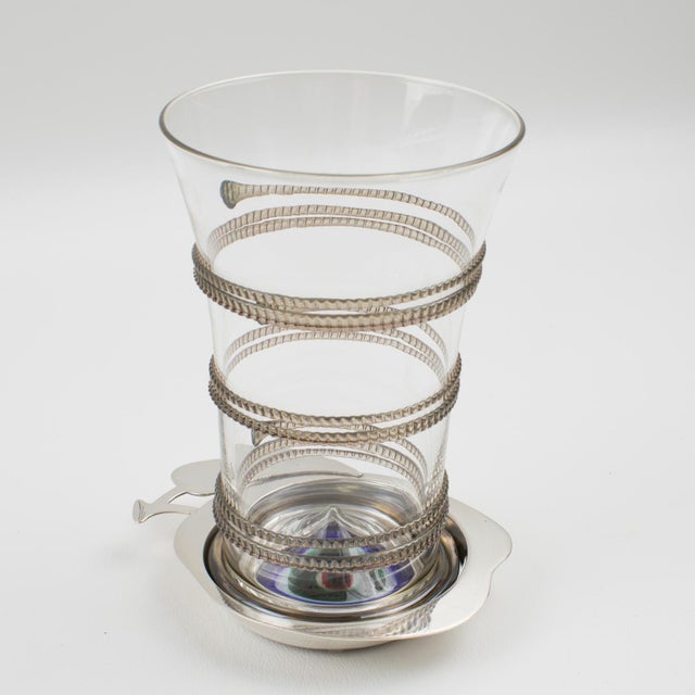 Silver Sterling Silver and Murano Art Glass Barware Coasters Set of 6, Italy circa 1960 For Sale - Image 8 of 18