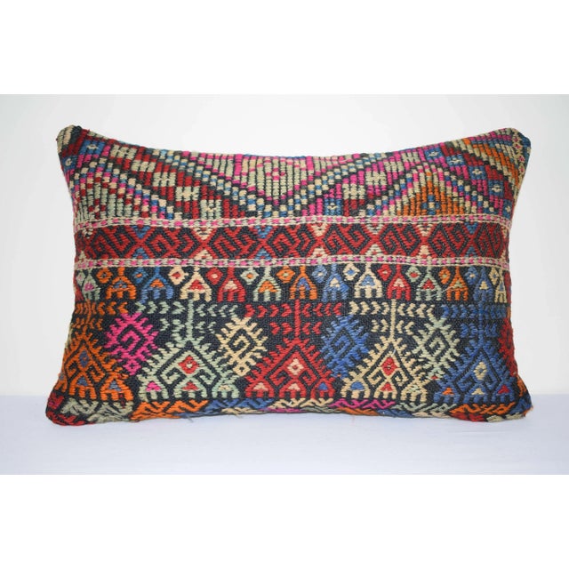 Vintage Turkish Kilim Rug Pillow With Cicim Patterns 16'' X 24'' (40 X 60 Cm) For Sale In Philadelphia - Image 6 of 6