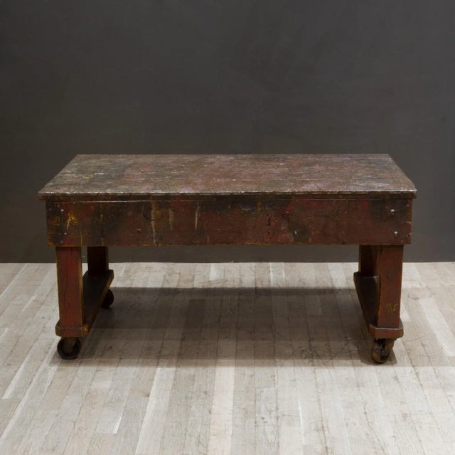 Early 20th Century Early 20th C. Factory Rolling Worktable/Cart C.1930 For Sale - Image 5 of 10