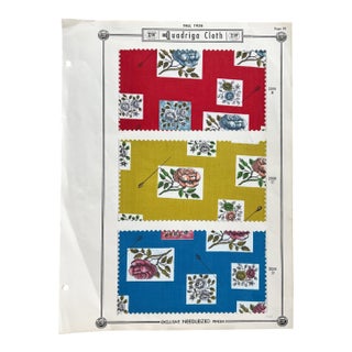 1956 E&w Quadriga Cloth Fabric Sample Board, Mid-Century Textile Display For Sale