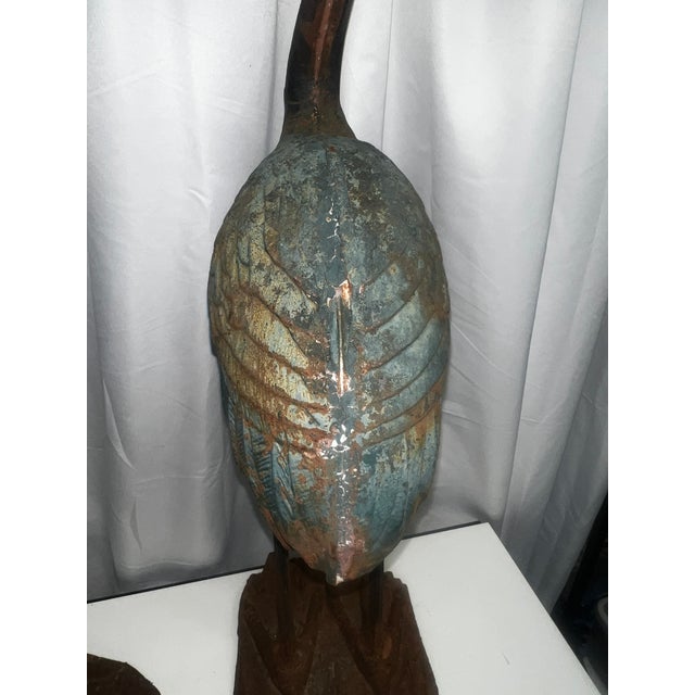 Early 20th Century Pair of 20th Century Large Garden Heron Sculptures For Sale - Image 5 of 8