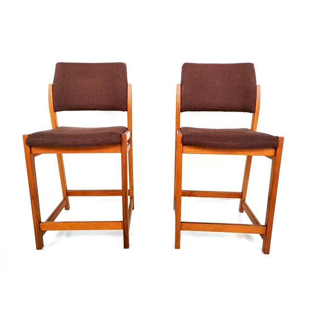 Offered is a pair of Scandinavian mid 20th Century Teak wood counter stools by Swedish designer Svegards Markaryd made in...