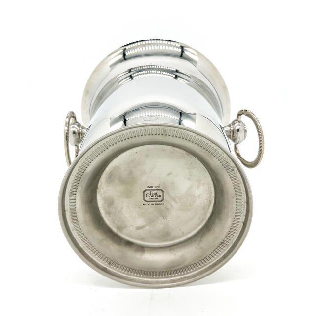 Vintage French Jean Couzon Stainless Steel Champagne Bucket / Wine Cooler With Ring Handles – Hollywood Regency / Neoclassical For Sale - Image 10 of 12