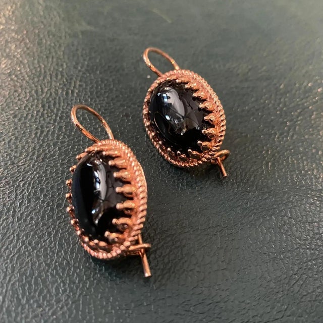 Metal 1990s Bronze and Green Agate Italian Rings and Earrings by Anomis For Sale - Image 7 of 7