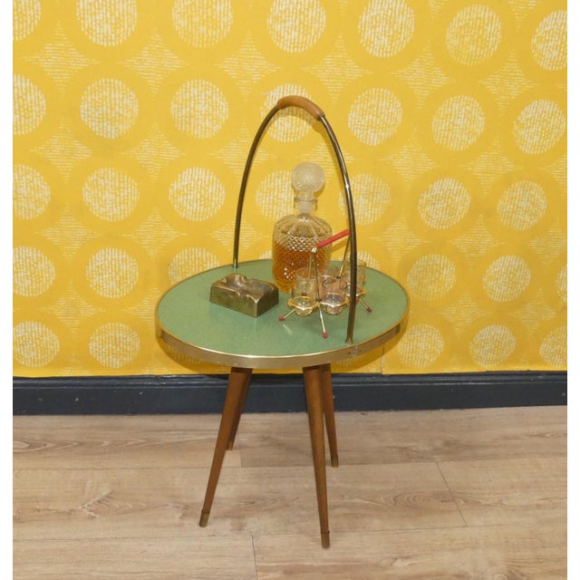 Pastel Green Top Side Table with Handle, 1950s For Sale - Image 9 of 9