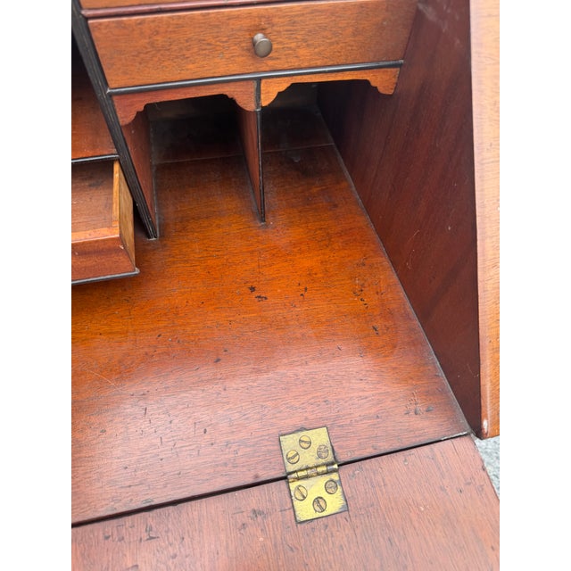 Early 20th Century George III Mahogany Slant Front Desk With Inlay and Fitted Interior For Sale In Philadelphia - Image 6 of 6