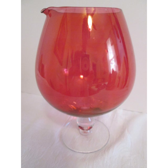 1960s MCM Red Glass Cocktail Bowl For Sale - Image 5 of 5