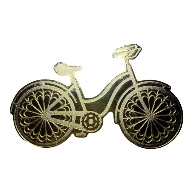 Vintage Gold Tone Bicycle Bike Paperweight Art Sculpture For Sale