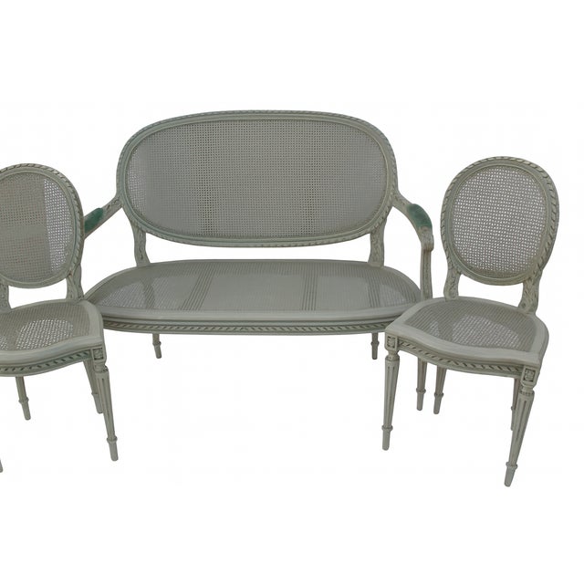 Lacquered Vienna Straw Living Room Set, 1890s, Set of 3 For Sale - Image 15 of 15