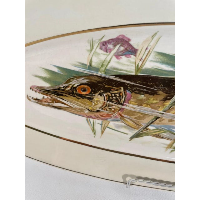 Ceramic Antique French Longchamp Large Fish Platter Serving Dish For Sale - Image 7 of 14