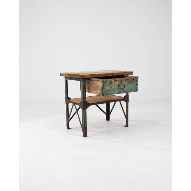 French Provincial Early 20th Century French Metal & Wooden Work Table For Sale - Image 3 of 18