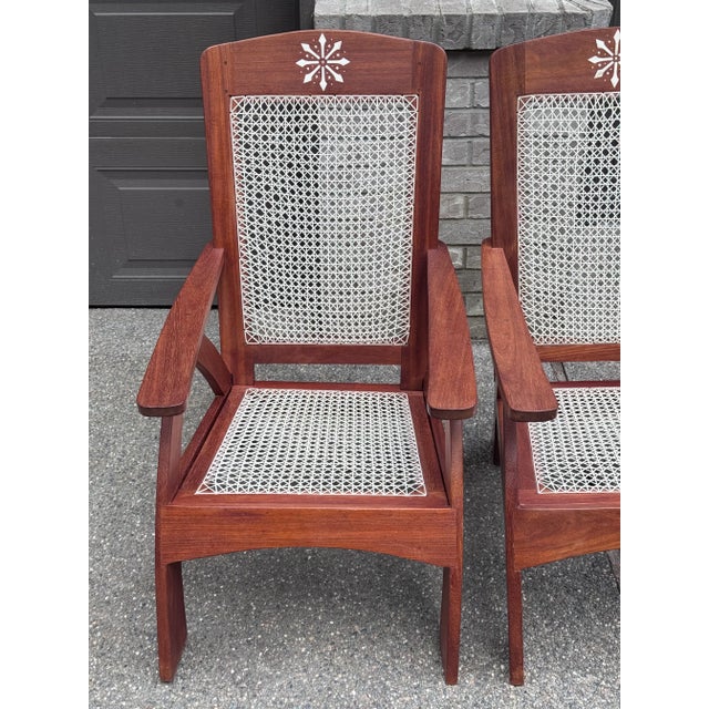 Estate Tropical Plantation/ Swedish Modern Teak Adirondack Chairs - A Pair For Sale - Image 4 of 17