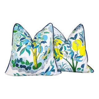 Outdoor Citrus Garden in Pool by Schumacher Pillow Covers - a Pair For Sale