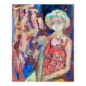 Vintage Portrait of a Young Woman in Hat by Murat Kaboulov 1939-2010