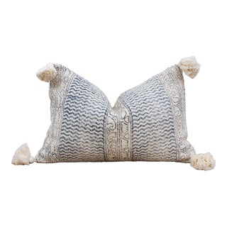 1990s Azure Sky Nomadic Moroccan Lumbar Pillow For Sale