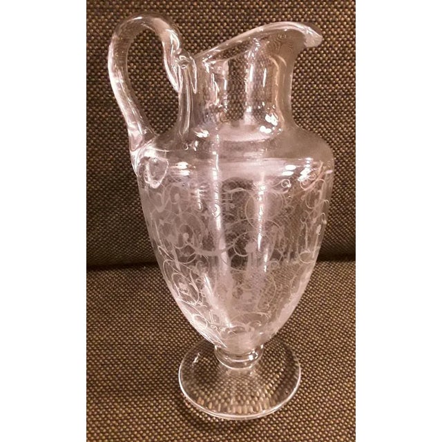 1970s French Jug in Engraved Crystal Glass from Baccarat, 1970s For Sale - Image 5 of 8